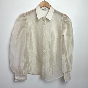 The Drop Emi Susuki Sheer Puff Sleeve‎ Blouse Small Feminine Romantic Coquette